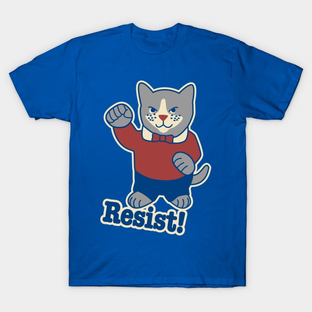 Resist! Cat with raised fist T-Shirt by Sue Cervenka